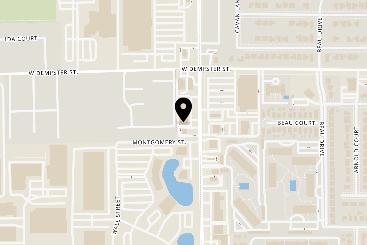 Map showing the location of The Port of Peri Peri Des Plaines IL on 850 S Elmhurst Rd in Des Plaines